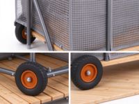 Boîte de rangement extérieure pour maternelle avec roulettes, en forme de maison, armoire à jouets en bois, contreplaqué marin, cadre en aluminium pour aire de jeux pour enfants