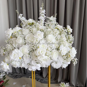Boule de fleurs d'hortensia blanche de luxe de 80 cm, toucher réaliste, pour centre de table élégant de mariage avec support <span class=keywords><strong>en</strong></span> ruban de satin - Product Image 1