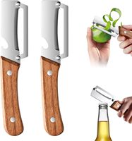 Multifunctionele roestvrijstalen fruit- en groenteschiller met bamboe handvat, handmatige suikerriet- en aardappelschiller