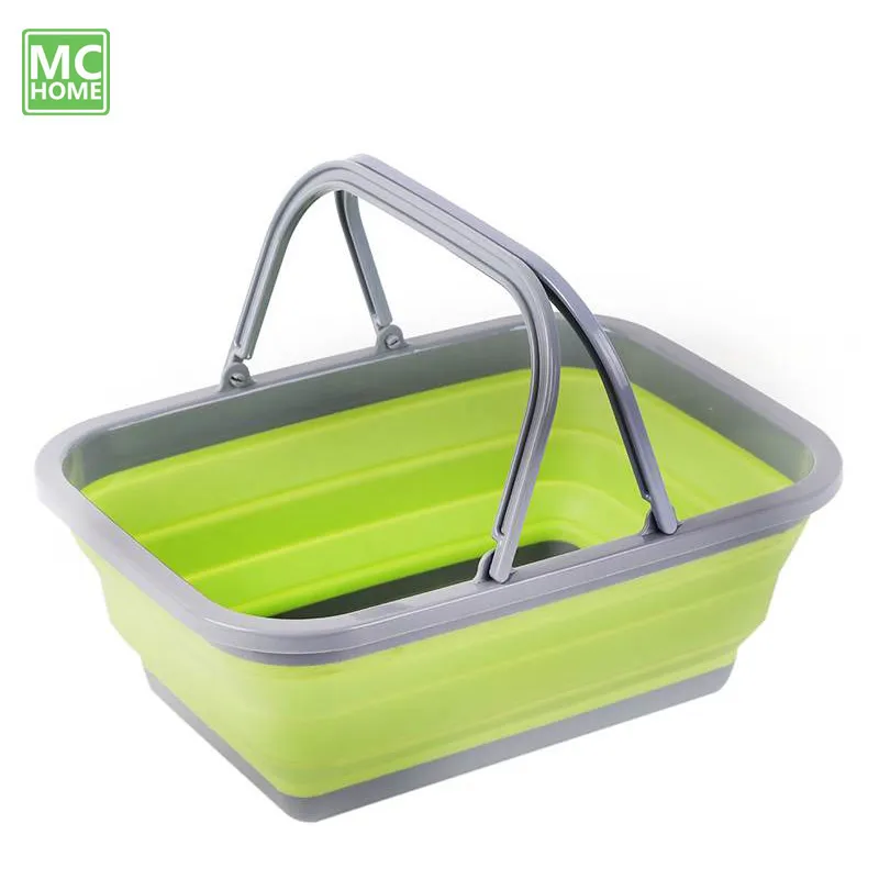 Large Storage Outdoor Camping Picnic Basket Portable Folding Basin With Sturdy Handle Bucket