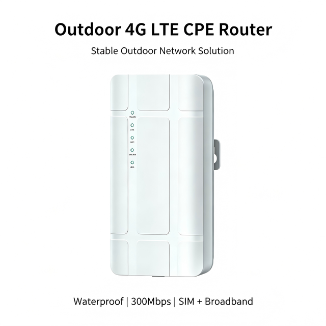 POE Outdoor 4G LTE CPE Router Weather-Resistant 300Mbps 2.4G WiFi SIM Card Slot Built-in Firewall Stable Connection