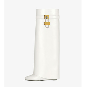 Botas contralto altezza crescente lucchetto taglio pantaloni tacco zeppa scarpe da <span class=keywords><strong>donna</strong></span> <span class=keywords><strong>stivali</strong></span> <span class=keywords><strong>neri</strong></span> al ginocchio - Product Image 5