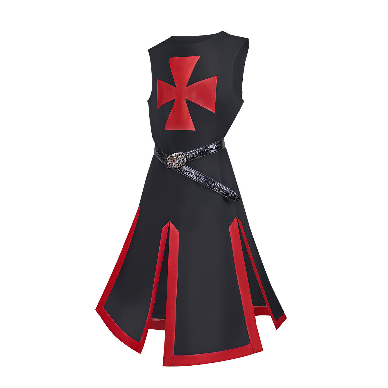 แขนกุดสีแดงและดำ [ไม่มีเข็มขัด]