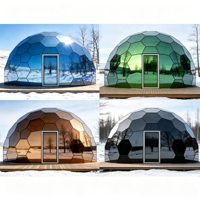 Tente dôme de luxe en verre trempé avec structure en aluminium de haute qualité, étanche, pour usage hôtelier avec salle de bain, tente d'exposition