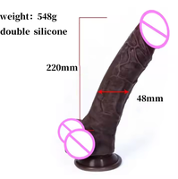 Masturbateur féminin double couche en silicone 24 CM Haute simulation Soft Strap-On avec d'énormes godes