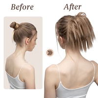 En gros, Postiches synthétiques très demandées : Queue de cheval à enrouler, Chouchou, Postiches volumineuses, Chignon désordonné bouclé en caoutchouc