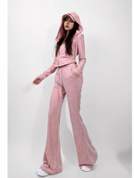 Luluxixiyaya Retour facile Jersey de coton doux 280gsm Pliable Extra Long Taille Haute Bande Coton Yoga Pantalon Évasé
