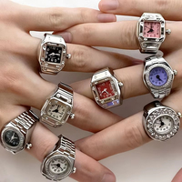 Mini montre à quartz tendance, bagues de doigt pour hommes et femmes, bracelet élastique, style punk gothique, bague romaine pour couple, bijou cadeau
