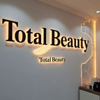Letras LED 3D para Exteriores, Resistentes al Agua, con Retroiluminación Dorada, Letras Metálicas Iluminadas LED, Señalización Comercial Iluminada LED
