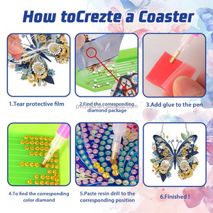 Pintura de Diamantes de Cristal 5D DIY para Niños, Mosaico Decorativo con Patrón de Animales y Amor para el Hogar, Letrero de Bienvenida Colgante - Product Image 4