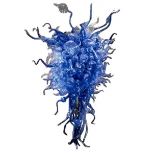Maßge schneiderte blaue mund geblasene Murano Glas Kronleuchter Modern Art Glas LED Home Decor Kronleuchter