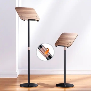 Forniture per ufficio in acciaio al carbonio ruota regolabile da pavimento in bambù supporto per libri supporto da lettura flessibile a braccio lungo per Tablet - Product Image 6