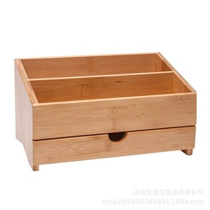 Bamboo Wood Cosmetic Storage <b>Box</b> Double Layer Drawer Organizer For Bedroom Desktop Jewelry <b>Makeup</b> Storage Natural Color - Product Image 5