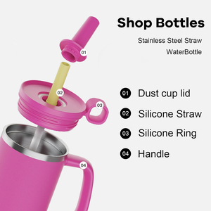 Insulated Tumbler Vacuum Stainless 40oz Tumbler with Handle and Silicone <b>Straw</b> Leakproof <b>Cup</b> for Office, Home, Outdoor - Product Image 4