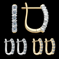 Bijoux fins 925 argent GRA certifié D couleur Moissanite U forme boucles d'oreilles pour dames femmes cadeau fête Pass testeur de diamant