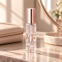 Flacon pulvérisateur de parfum en verre transparent gaufré de 10 ml avec bouchon rose doré, flacon atomiseur de parfum portable pour voyage