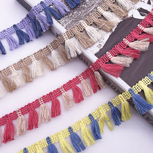 Decorazione per <span class=keywords><strong>tenda</strong></span> da esterno di moda 3cm con nappa in pizzo a due colori cuscino per la casa in tessuto con nappe pendenti orecchio pizzo rosso - Product Image 2