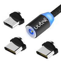 Câble USB magnétique flexible tressé coloré 3 ports universel toutes marques câble de chargeur de téléphone portable 1m 2A charge rapide