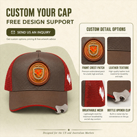 Gorra Trucker con Logotipo Bordado Personalizado OEM, Gorra de Béisbol de 5 Paneles de Cuero PU y Malla, con Abrebotellas Incorporado, Regalo Promocional Publicitario