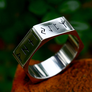SS8-R230 Nouvelle bague hexagonale en acier inoxydable 316L de style créatif, <span class=keywords><strong>runes</strong></span> vikings nordiques, pour homme, bijoux tendance, cadeau cool pour motard - Product Image 3