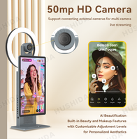 HUSHIDA Appareil de diffusion en direct avec écran de 15,6 pouces, machine tout-en-un, 2k 50mp, système de diffusion en direct IA pour Instagram/Facebook/Shopee