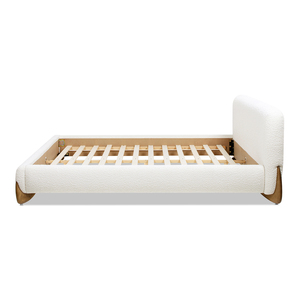 Modern Adjustable Convertible <b>Platform</b> <b>Bed</b> Queen Ivory White Velvet Rosewood <b>Frame</b> Storage - Product Image 3