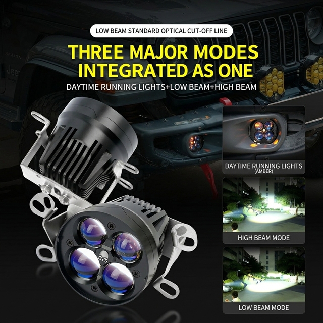 High Low Beam Bi LED Fog Light Projector Lens Dual Light 3 Inch Projector Fog Light