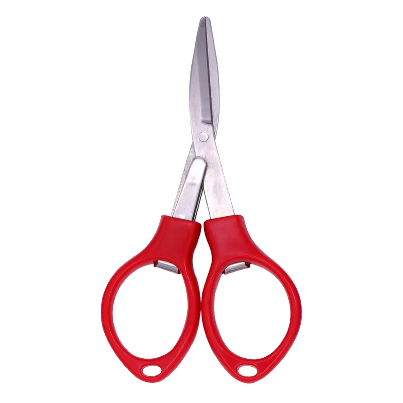 Travel metal material folding feature plastic shear handle small portable fishing scissors