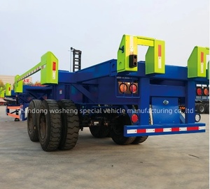 2 เพลา 20FT 40FT ท่าเรือการขนส่งรวมท่าเรือพอร์ตฟังก์ชั่นอย่างกว้างขวางรถบรรทุกกึ่งลากจูงโครงกระดูกรถพ่วงคอนเทนเนอร์ - Product Image 3