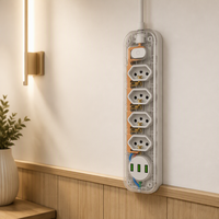 Multiprise Brésilienne 4 Voies Personnalisable avec Logo, 3 Ports USB à Charge Rapide, Coque Ignifuge, Rallonge Durable
