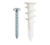 Ancrage à Vis en Plastique M6 à Enfoncement, Lames Nervurées Galvanisées en Polyéthylène/Nylon, Capacité de Fixation 100-300KG