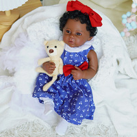 Poupée Reborn de 45 cm, poupée bébé afro-américaine noire, peau peinte à la main en 3D, jouet nouveau-né