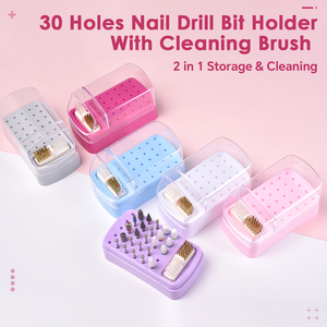 30 Hole Nail Drill Bit Stand Display Organizer Case Large Capacity Manicure Efile Bit Holder <b>Storage</b> <b>Box</b> for Salon Nail Tool - Product Image 2