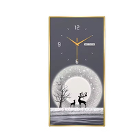 Horloge murale moderne en alliage d'aluminium wapiti, peinture en porcelaine de cristal, peinture décorative de salon, horloge murale