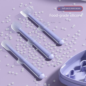 Nuevo juego de tres piezas para el cuidado bucal del bebé, cepillo de dientes en forma de U y limpiador de lengua hecho de silicona y plástico para el cuidado del recién <span class=keywords><strong>nacido</strong></span> - Product Image 2
