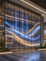Écran LED transparent de qualité professionnelle pour mur-rideau en verre de grand centre commercial