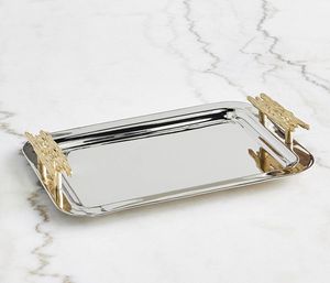 Plateau de service décoratif en aluminium avec finition polie miroir pour la table à manger et la décoration de la maison - Product Image 1
