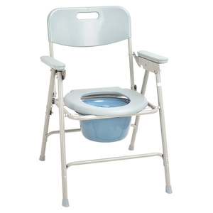 Nursing <b>Commode</b> Chair <b>Folding</b> Toilet Seat With Armrests For Elderly And Pregnant Women Home Use Aluminum Alloy Frame - Product Image 1