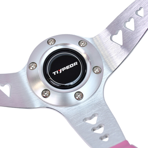TIYPEOR Volant en acier universel de 330 mm (14 pouces) personnalisable avec broderie et logo JDM Racing, modification personnalisable - Product Image 5
