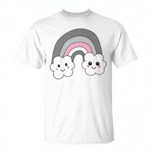 Camiseta Kawaii con la Bandera del Orgullo Demigirl para Niños, Ropa de Talla Grande, Nubes Lindas, Promocional, Arcoíris Kawaii - Product Image 2