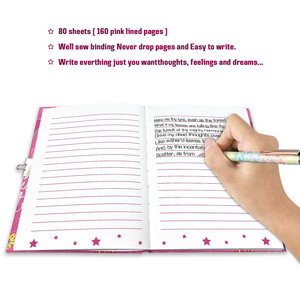 Carnets roses avec serrure et clé, journal secret mignon verrouillable pour filles et enfants - Product Image 5