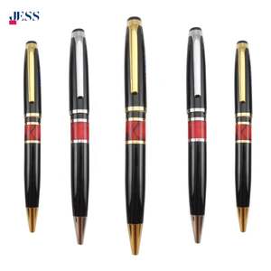 Cadeau d'affaires de luxe, stylo à bille en acrylique rouge, stylos en métal noir originaux avec logo personnalisé, stylo lourd pour signature - Product Image 1