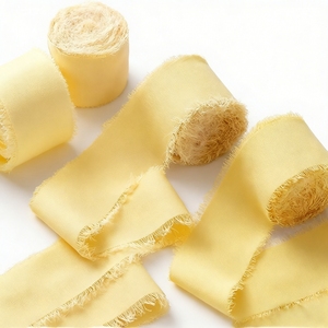 ริบบิ้นผ้าชีฟองไหมทำมือขอบรุ่ย ริบบิ้นผ้าชีฟองไหมดิบทำมือขอบรุ่ย ขายส่งพร้อมขอบรุ่ย - Product Image 1