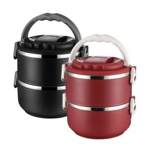 Pot isotherme portable multi-couches en acier inoxydable de style japonais, boîte à lunch double couche pour étudiants, vente en gros - Product Image 1