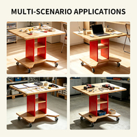 Table de travail carrée en bois massif personnalisée, établi mobile portable, poste de travail de studio, bureau d'ordinateur domestique