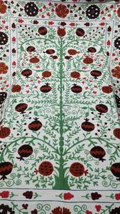 Embroidered Suzani <b>Quilt</b> Traditional Pomegranate Pattern Green Red Black Organic Cotton Home Decor All Season - Product Image 4