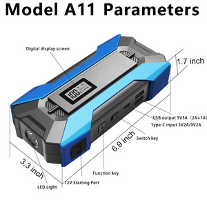 Démarreur de voiture portable 37000mWh 2000A de pointe, booster d'urgence automobile multifonction, alimentation de démarrage pour voiture, camion, moto - Product Image 6