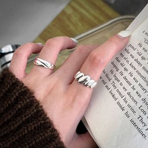 Anillo de Plata S925 Estilo Coreano para Mujer, Diseño Geométrico Minimalista Abierto, para Uso Diario - Product Image 4