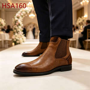 ZYF, Scarpe Classiche da Uomo in Pelle Stile Francese con Tacco 5 Pollici Hua Singh, Colore Marrone Sfumato, Scarpe Eleganti in Pelle Crazy Horse HSA160 - Product Image 1