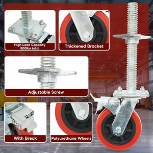 Bán buôn 8 inch giàn giáo bánh xe màu đỏ PVC bánh với dài vít phanh thay thế cho kệ, bàn làm việc - Product Image 5